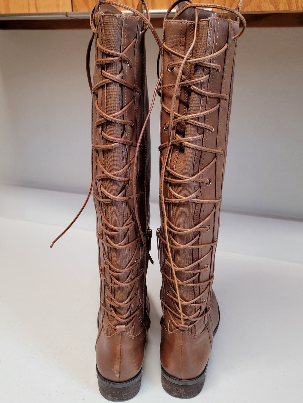 Vince Camuto Tall Leather Riding Boots - Cognac Brown - Picture 14 of 16